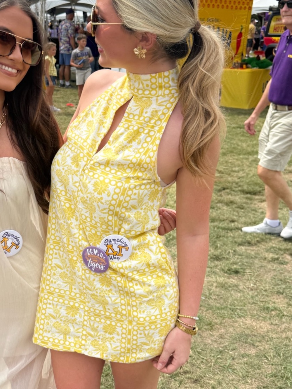 Pants Store Yellow and White mini dress